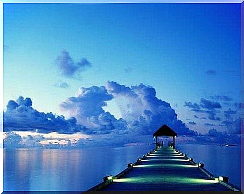 Scenery in blue with sea landscape