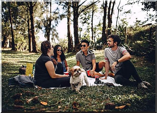 Friends sitting at the park