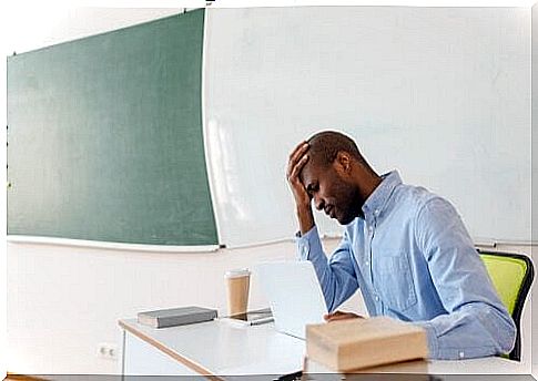 Young teacher with burnout syndrome in teachers