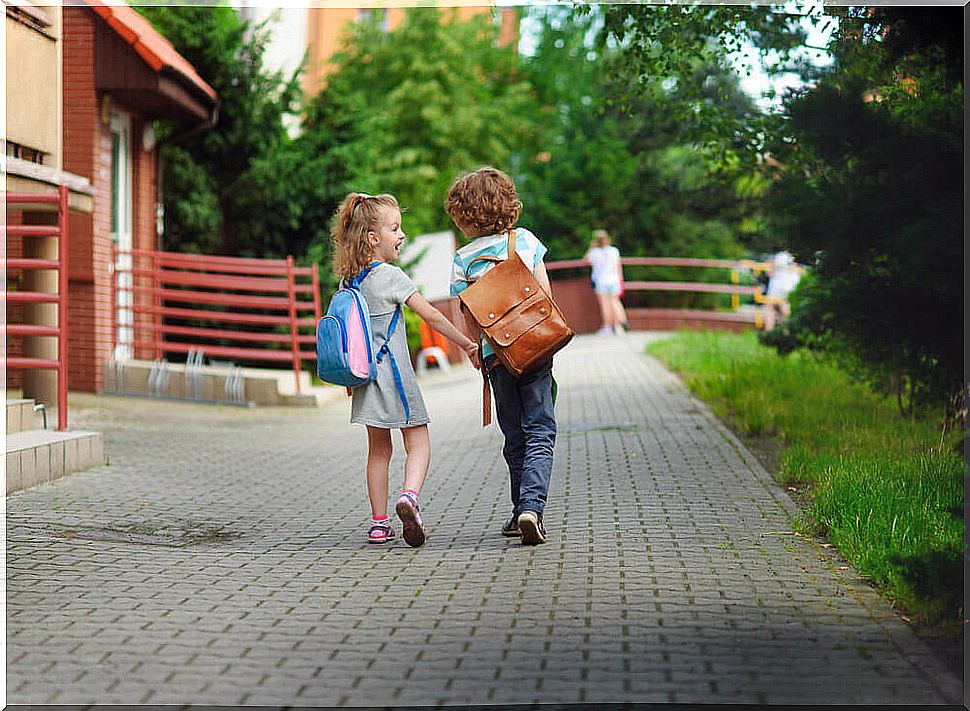 Children going to school