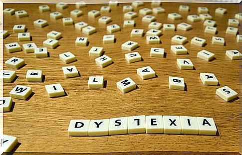 Scattered letters, symbol of dyslexia