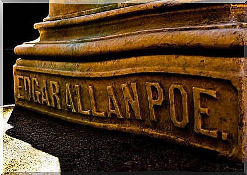 Bas-relief with the name of Edgar Allan Poe