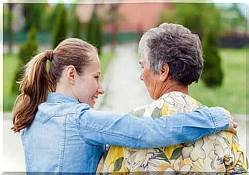 Girl and grandmother.