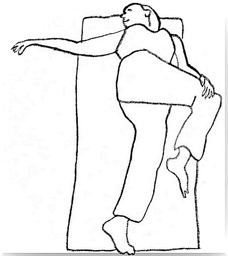 Drawing of a woman who stretches and trains the muscle of the soul