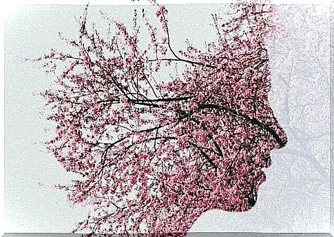 Prosilo of a person formed from a flowering tree