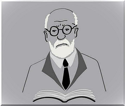 Illustration of Sigmund Freud reading a book.