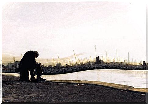 Distressed man at the port