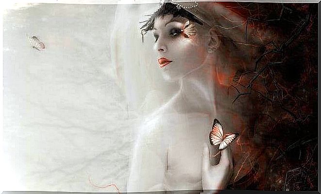 woman and butterflies