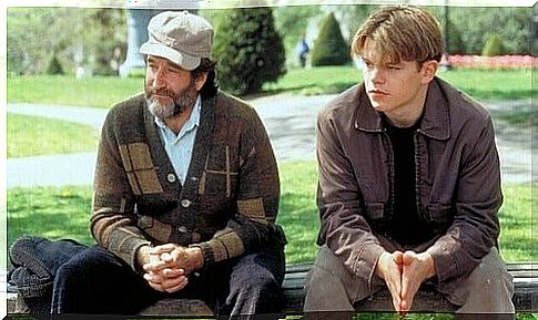 Williams and Damon in Will Hunting: Rebellious Genius