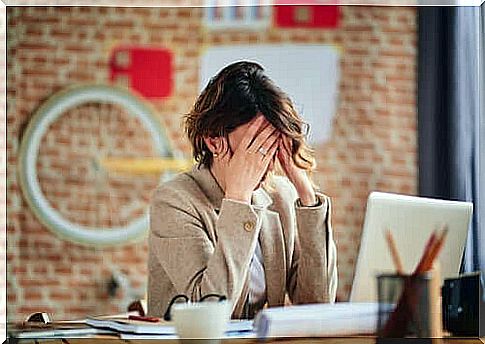 Stressed woman at work